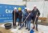 Chantier de la Résidence des Franches-Montagnes, pose de la 1ère pierre